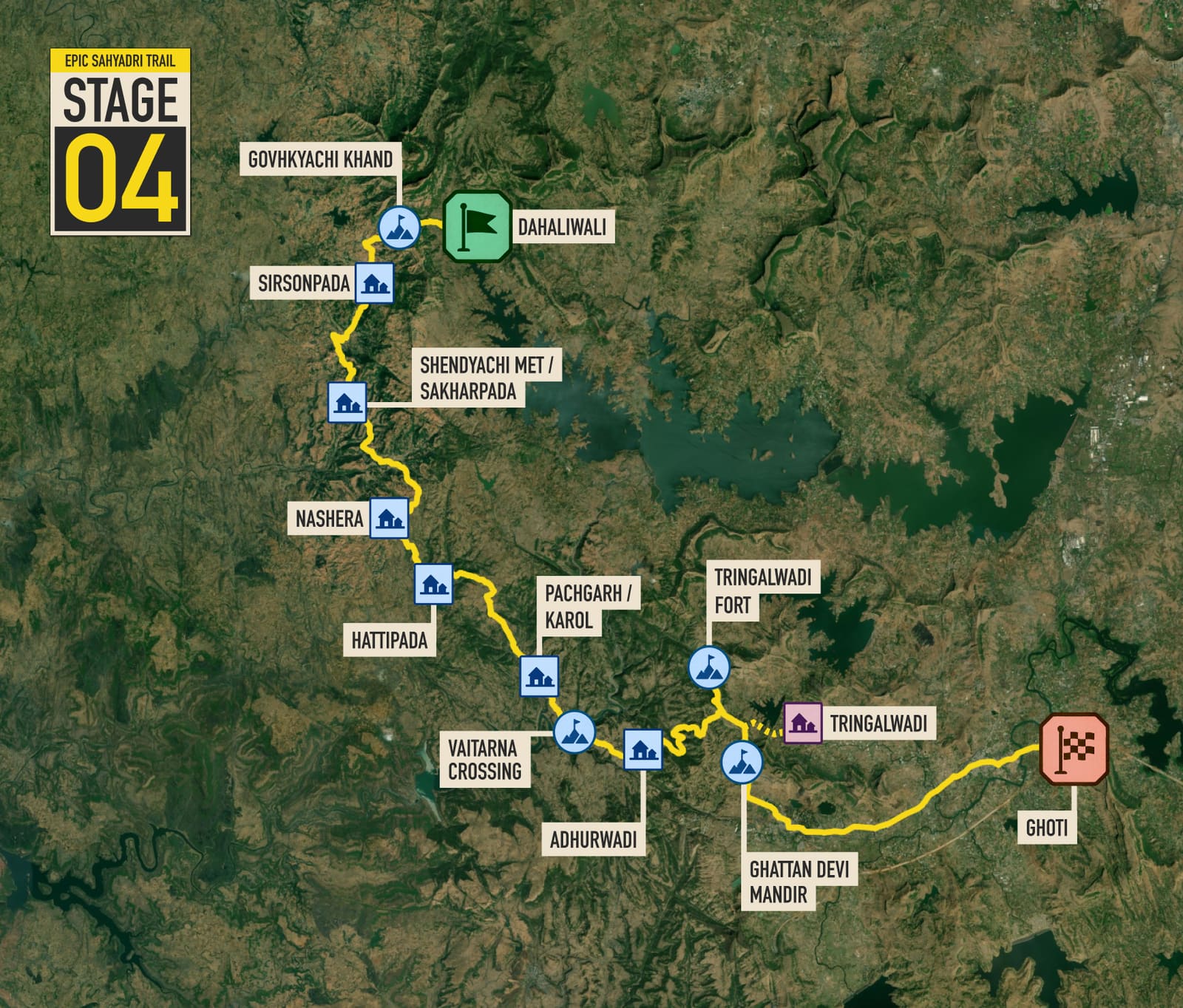 Schematic map of Stage 4: Dahalewadi to Ghoti