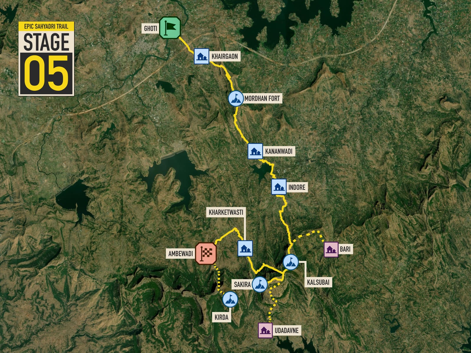 Schematic map of Stage 5: Ghoti to Ambewadi
